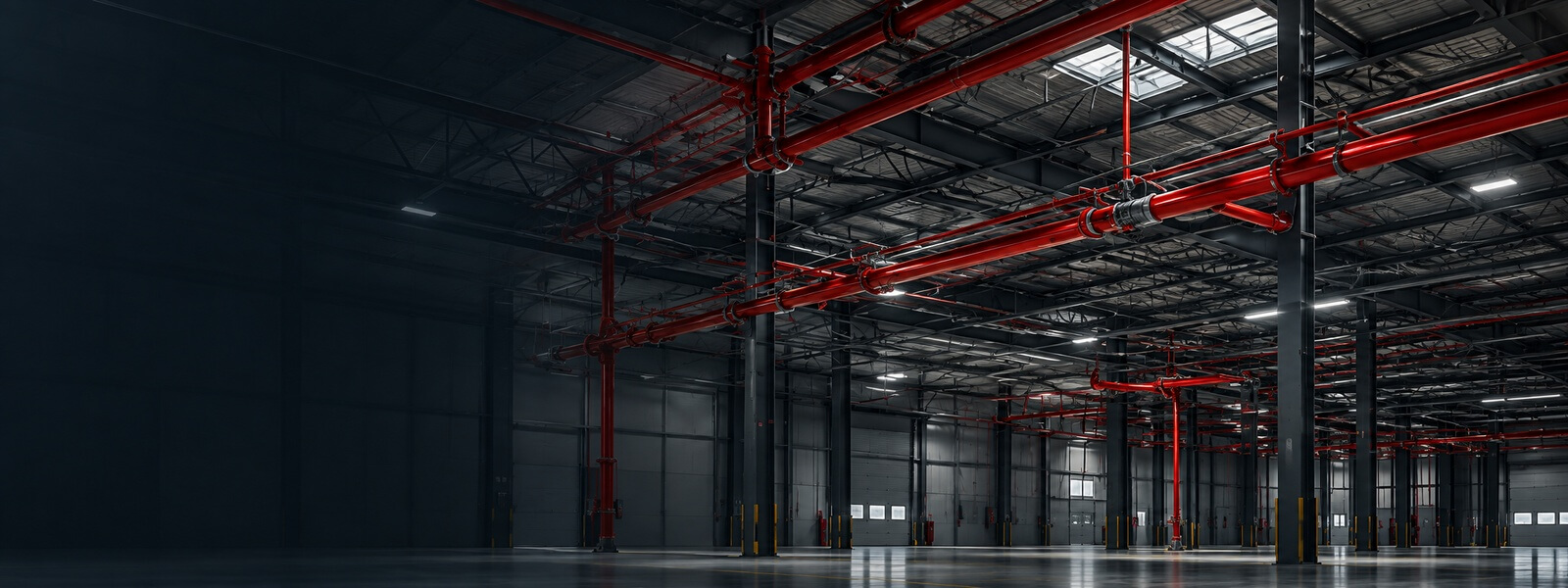 Red de tubería contra incendio instalada en nave industrial